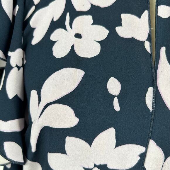 Kate Spade New Splash Ruffle Sleeve Midi Dress Navy & Cream Smocked Size 2 - Picture 5 of 9